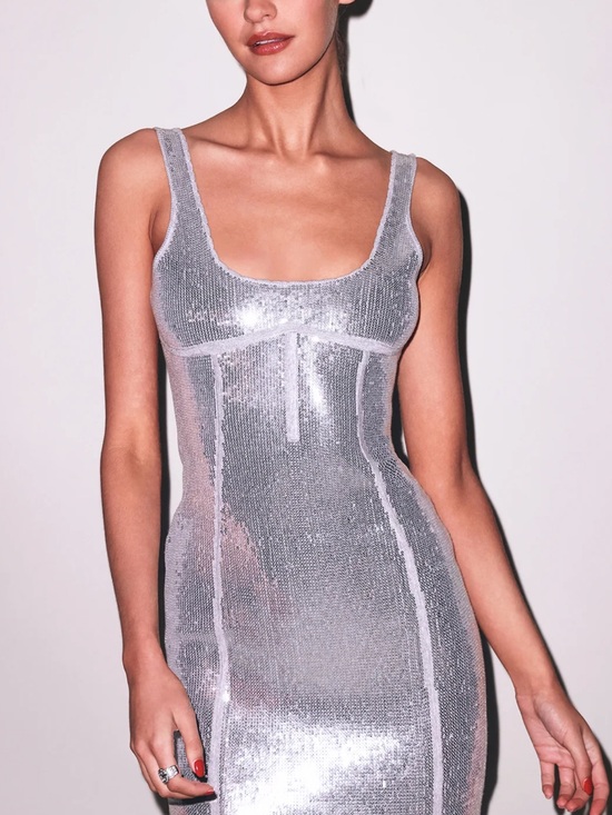 Fleur du Mal Dresses & Skirts - Fleur du Mal Gray Sequin Knit Top